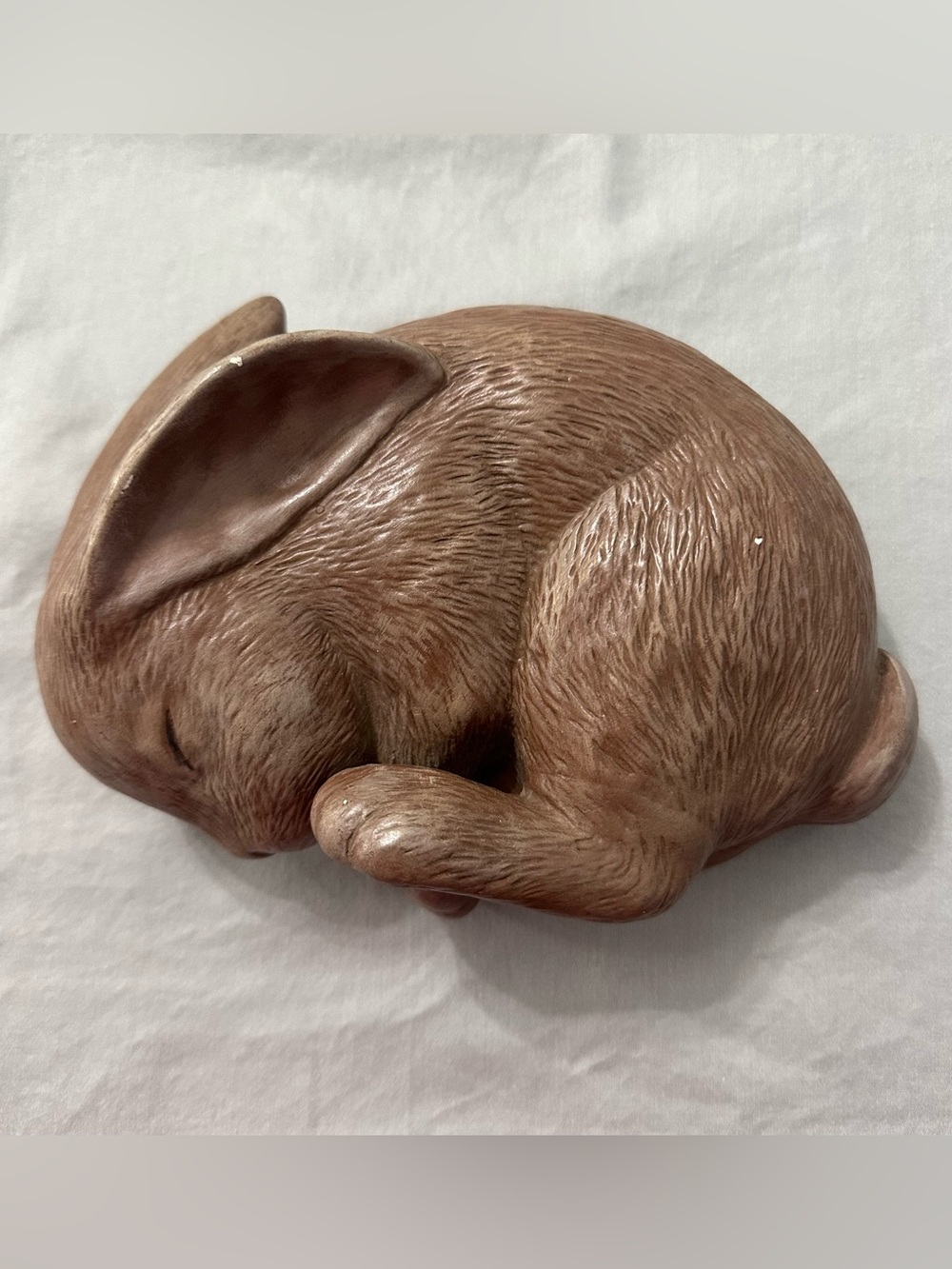 Vintage 1986 Scioto Mold Hand Painted Sleeping Rabbit Figurine Lop Eared Bunny